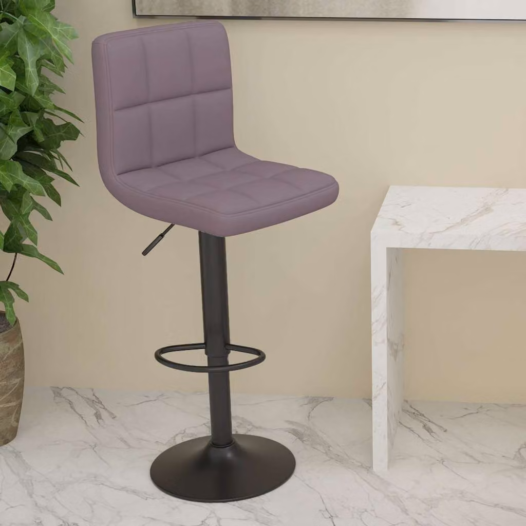 Sgabello da bar vidaXL in tessuto e metallo, colore grigio o viola, design moderno