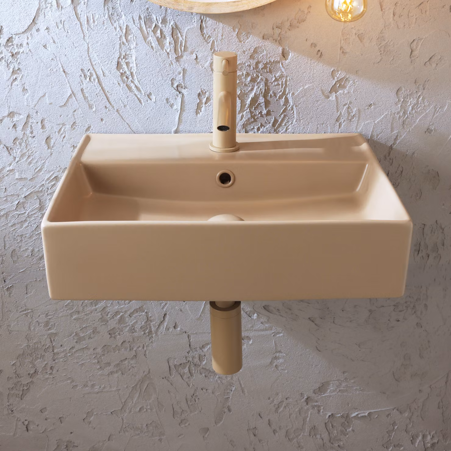 Lavabo Sospeso Rettangolare - Grigio (Pebble) - 500mm x 350mm (1 Foro per la Rubinetteria) - Elements
