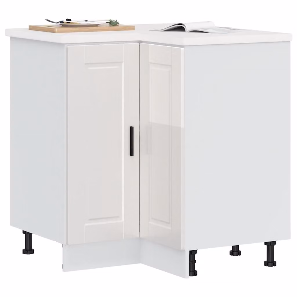 Base ad angolo per cucina vidaXL in legno e MDF bianco lucido