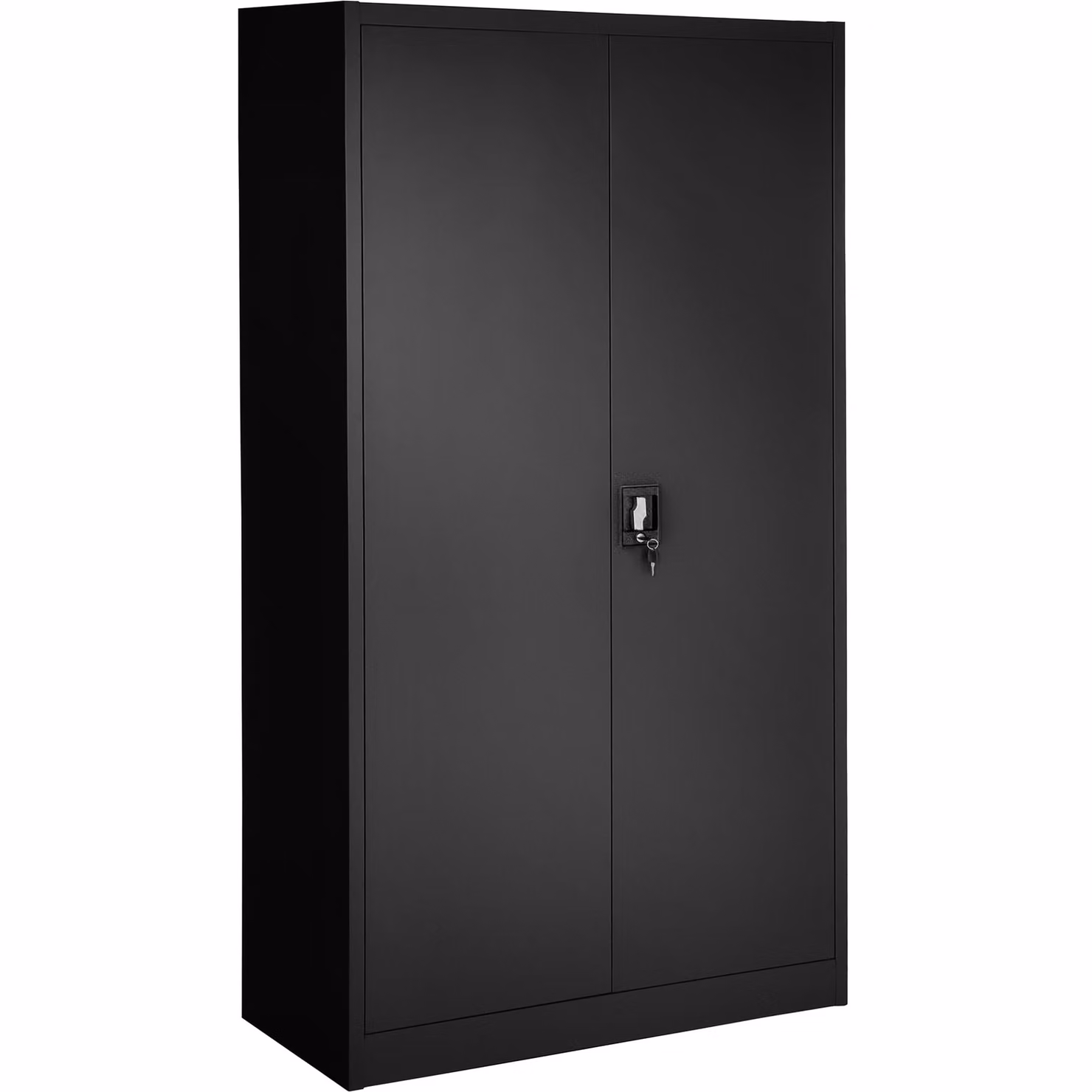 Armadio professionale tectake in metallo nero con ante a battente, asta appendiabiti e serratura, L/P/H: 80 x 40 x 180 cm