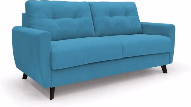 Divani.Store Callisto Divano letto matrimoniale azzurro con coperture rimovibili in tessuto stile scandinavo