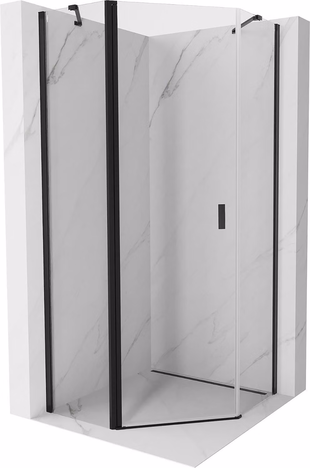 Mexen Mist cabina doccia pentagonale a battente 100 x 100 cm, trasparente, nero - 8A8-100-100-70-00