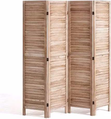 Divisorio in legno VEVOR a 4 pannelli con persiane, separatore decorativo portatile per interni, colore marrone, Altezza: 170 cm