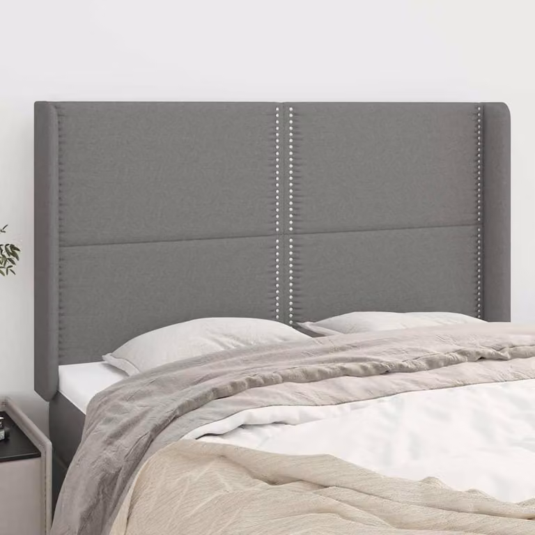 Testiera ad orecchio vidaXL in tessuto grigio scuro L: 147 cm, P: 16 cm, H: 118/128 cm