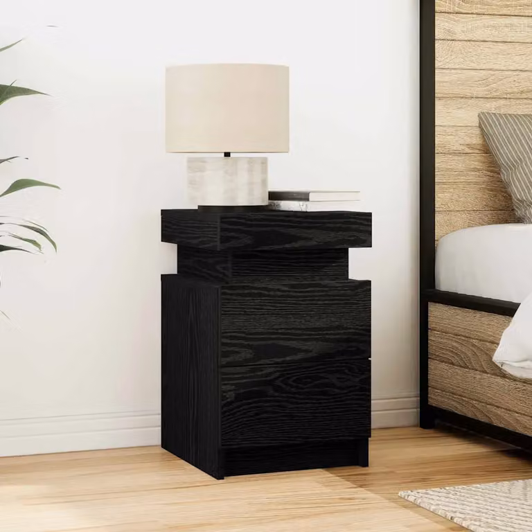 vidaXL Armadio da Notte in Legno MDF Stile Rustico Nero e Marrone L/P/H: 35 x 39 x 55 cm