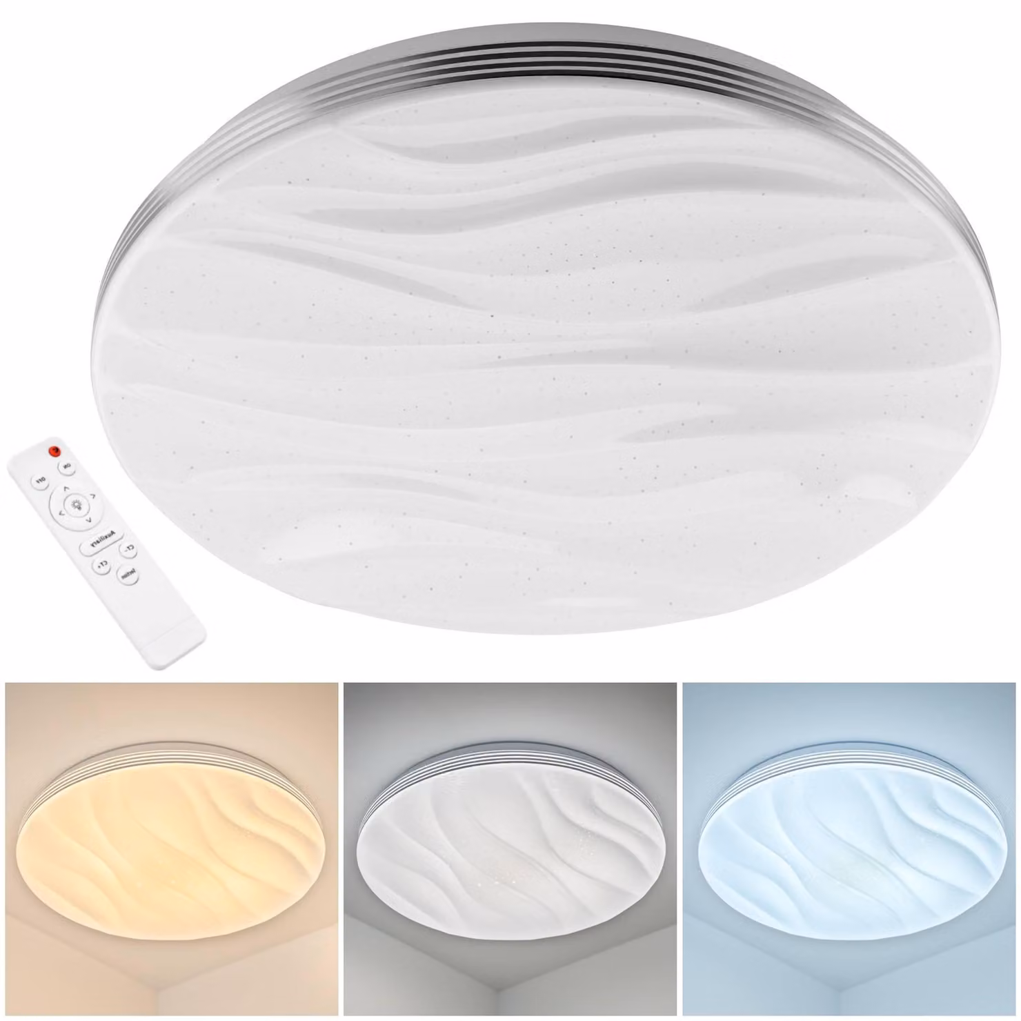 LUMILED LED lampada da soffitto 48W 4320lm 40cm plafoniera CCT 3000-6500K con telecomando bianco rotonda moderna per soggiorno camera dei bambini camera da letto