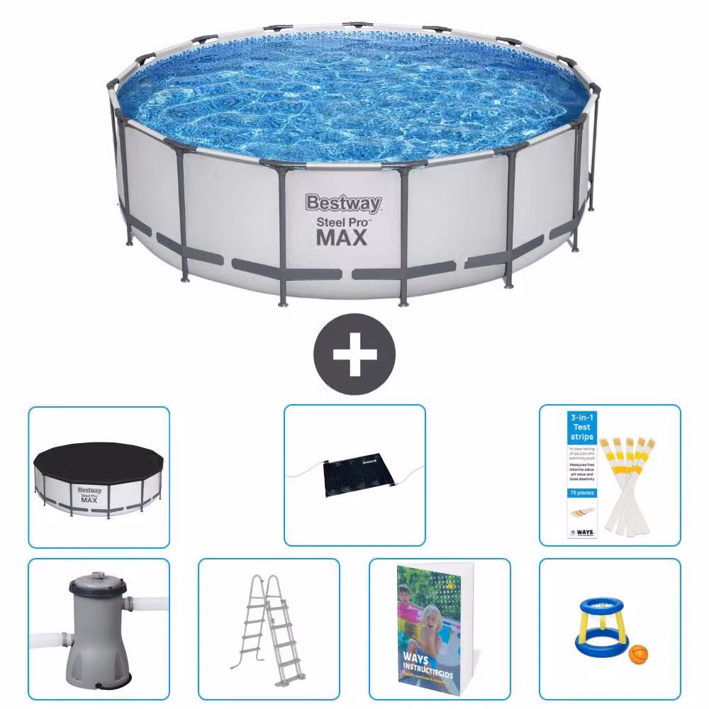 Piscina gonfiabile Bestway Steel Pro MAX, rotonda, 488x122 cm, composta da 6 parti, modello S559
