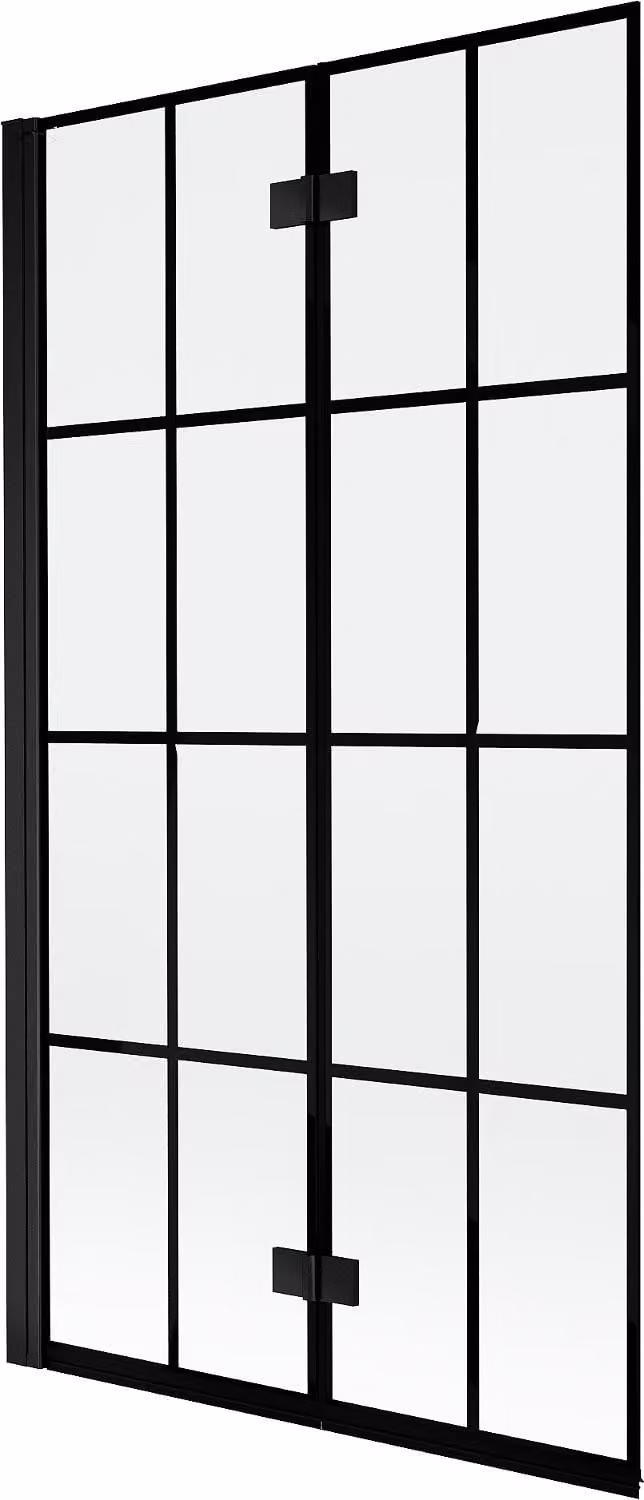 Mexen Mist paratia per vasca da bagno a 2 ante sinistra 100 x 150 cm, griglia nera, nero - 8A9-100-002-70-77-L