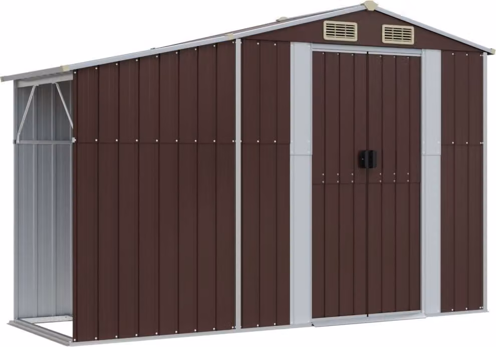 Capanno da Giardino Marrone 277x93x179 cm in Acciaio Zincato