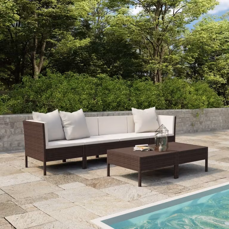 Maison Exclusive - Set da giardino 6 pezzi con cuscini in polyrattan marrone