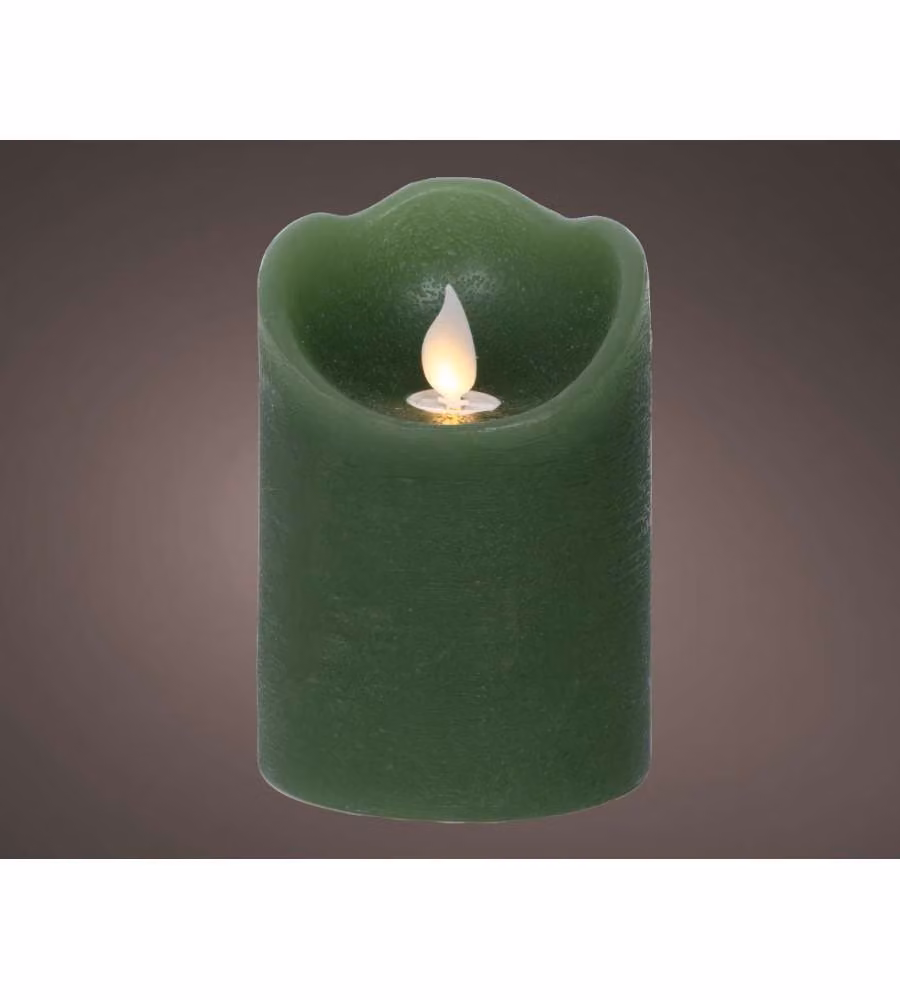 Lumineo Candela Natalizia LED Verde - Calda e Sicura - 7,5x10cm