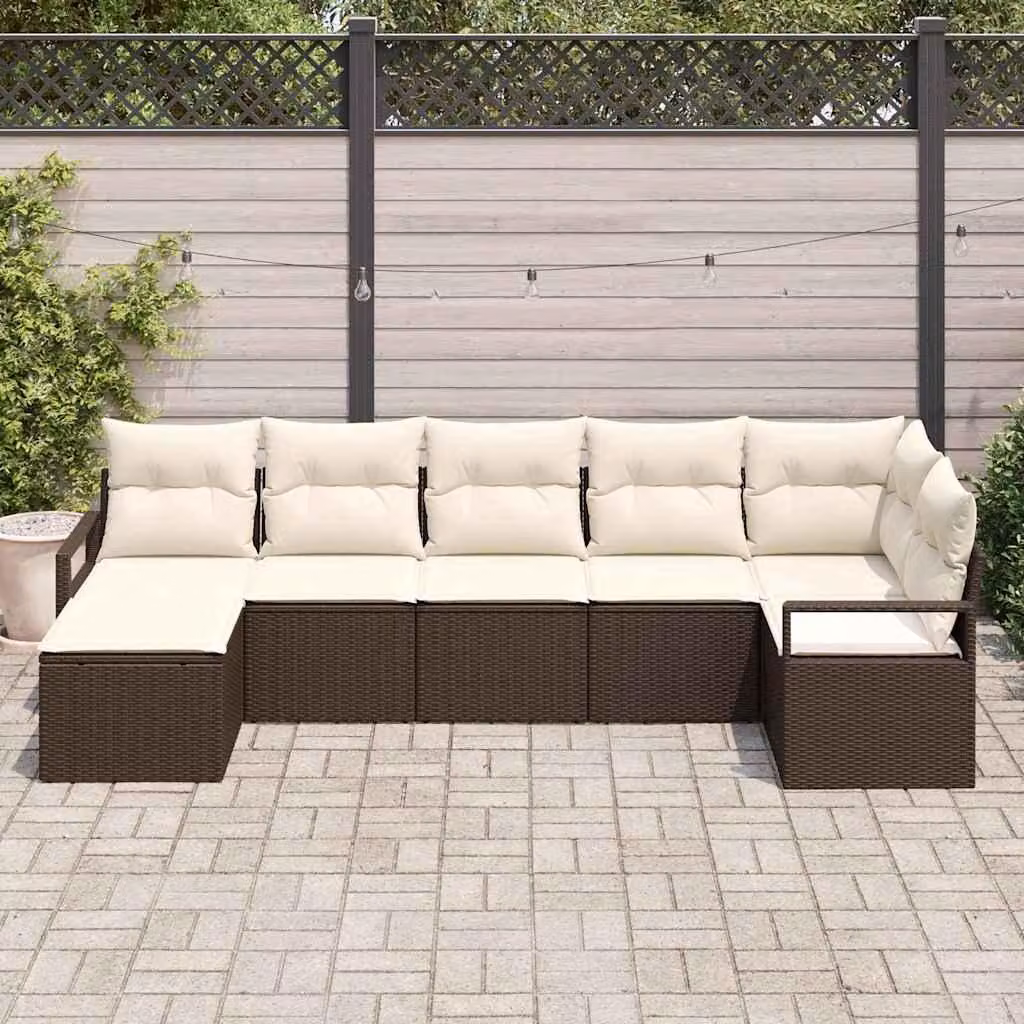 Maison Exclusive - Set di divani componibili, 7 pezzi, color marrone [Materiale sintetico]: rattan sintetico