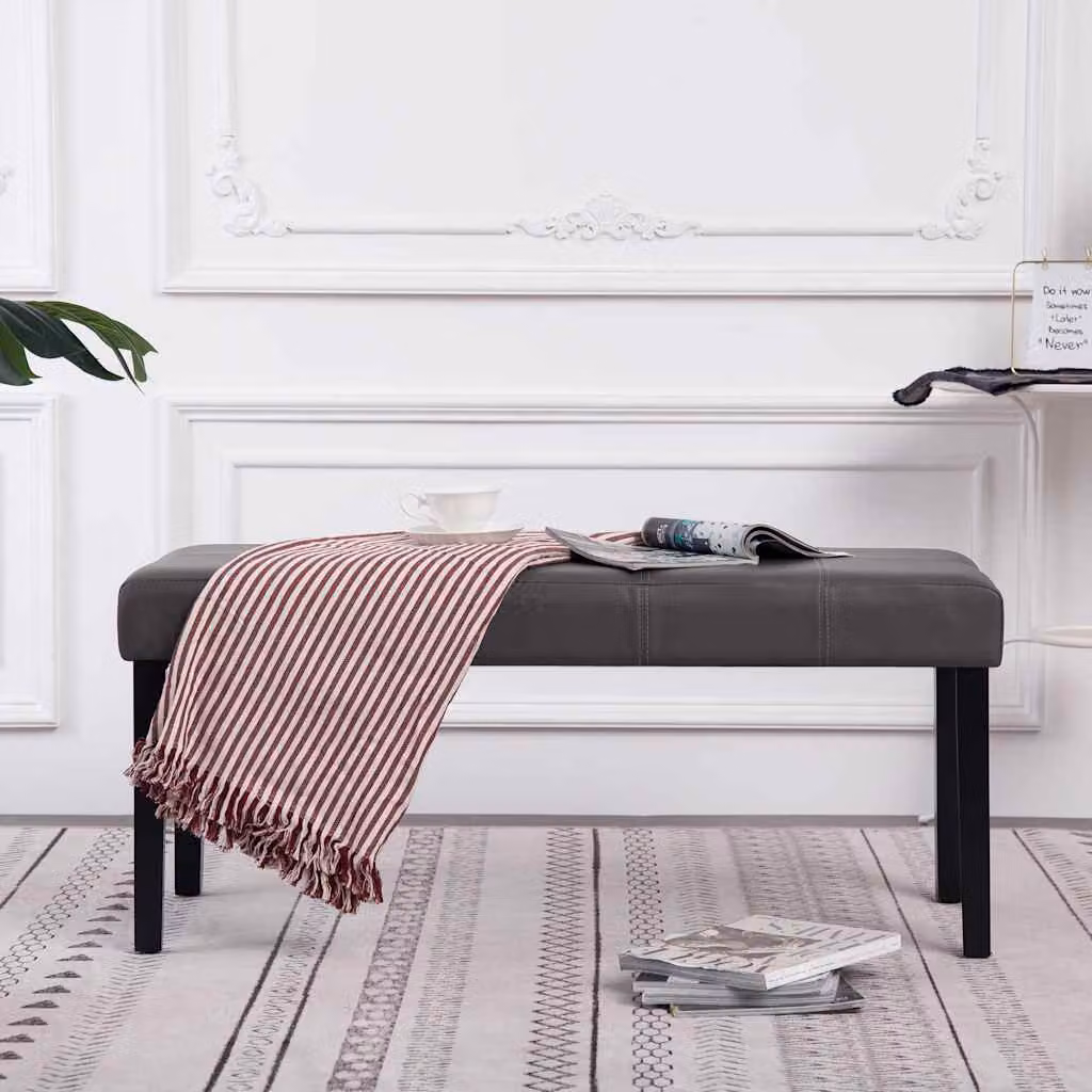Panca moderna vidaXL in similpelle grigia con struttura in legno, Larghezza: 106 cm