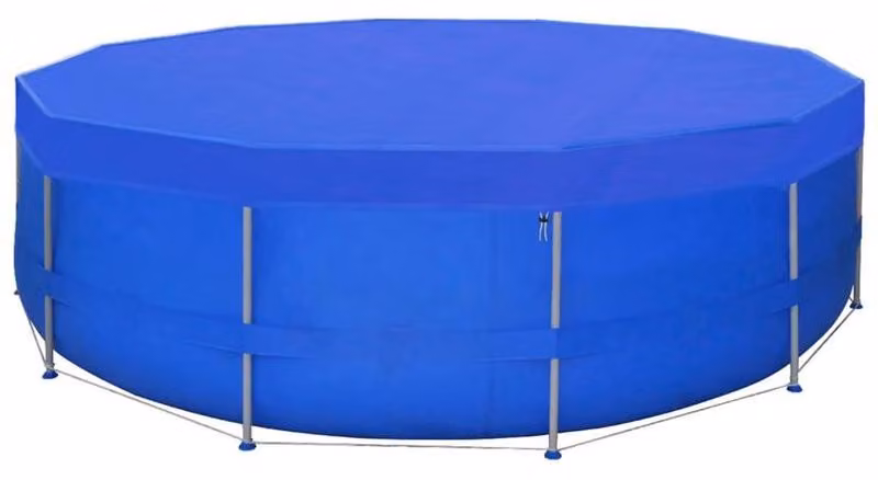 Copertura per piscina, adatta a piscine fino a 500 cm, struttura impermeabile, resistente materiale in PE, colore blu scuro, con fori di drenaggio