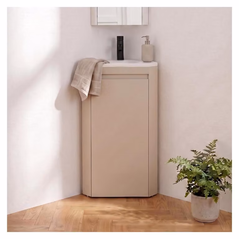 Lavabo angolare SORRENTO su gambe con rubinetto nero