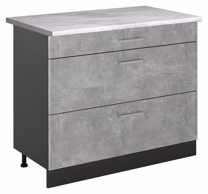 Mobiletto base per cucina Vicco R-Line Calcestruzzo/Antracite 100 cm piano di lavoro Marmo, Model 71554