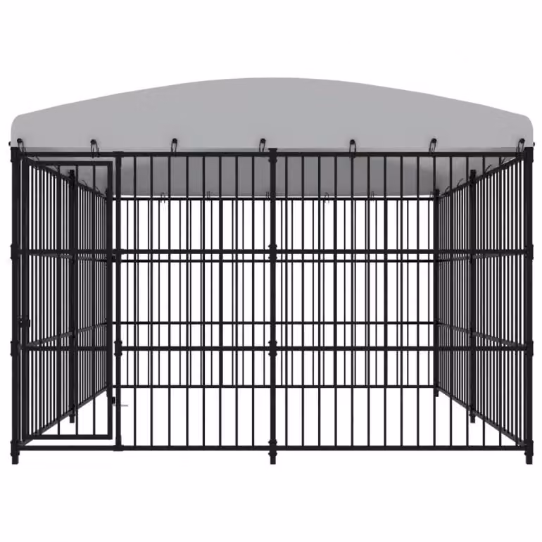 Recinzione per cani da esterno Ezooza Gora con copertura in acciaio e plastica, colore nero, L/P/H: 300 x 300 x 210 cm – 2