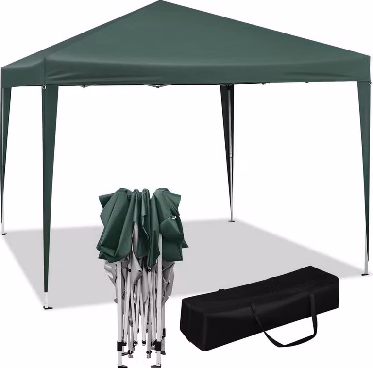 WOLTU Gazebo pop-up impermeabile, gazebo pieghevole parasole, gazebo per eventi, gazebo da giardino per terrazza, ideale per campeggio, festival. Tenda pagoda in tessuto Oxford con struttura in metallo, 3 x 3 metri, colore verde