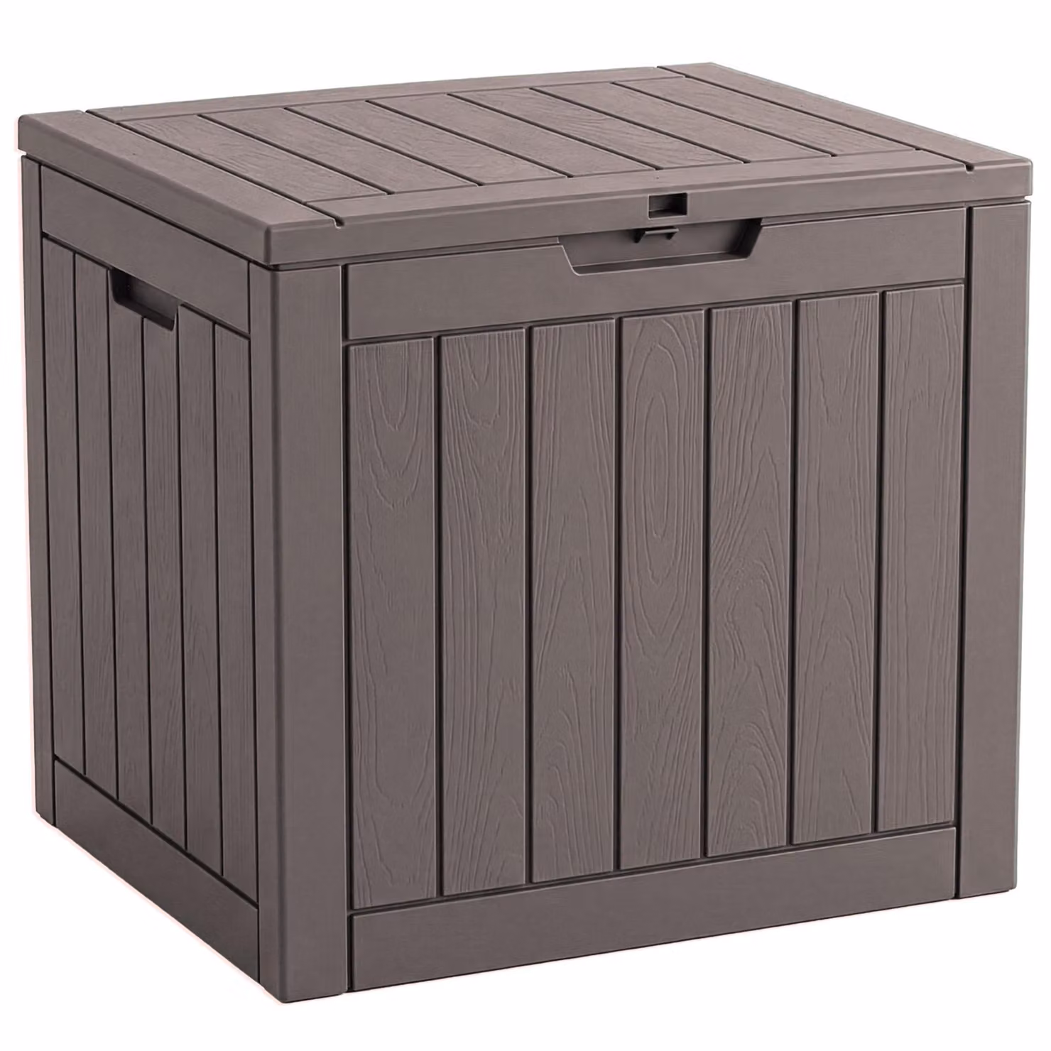 Floordirekt Box da giardino effetto legno resistente alle intemperie Box porta cuscini 118L marrone Box porta cuscini per terrazza, balcone e giardino
