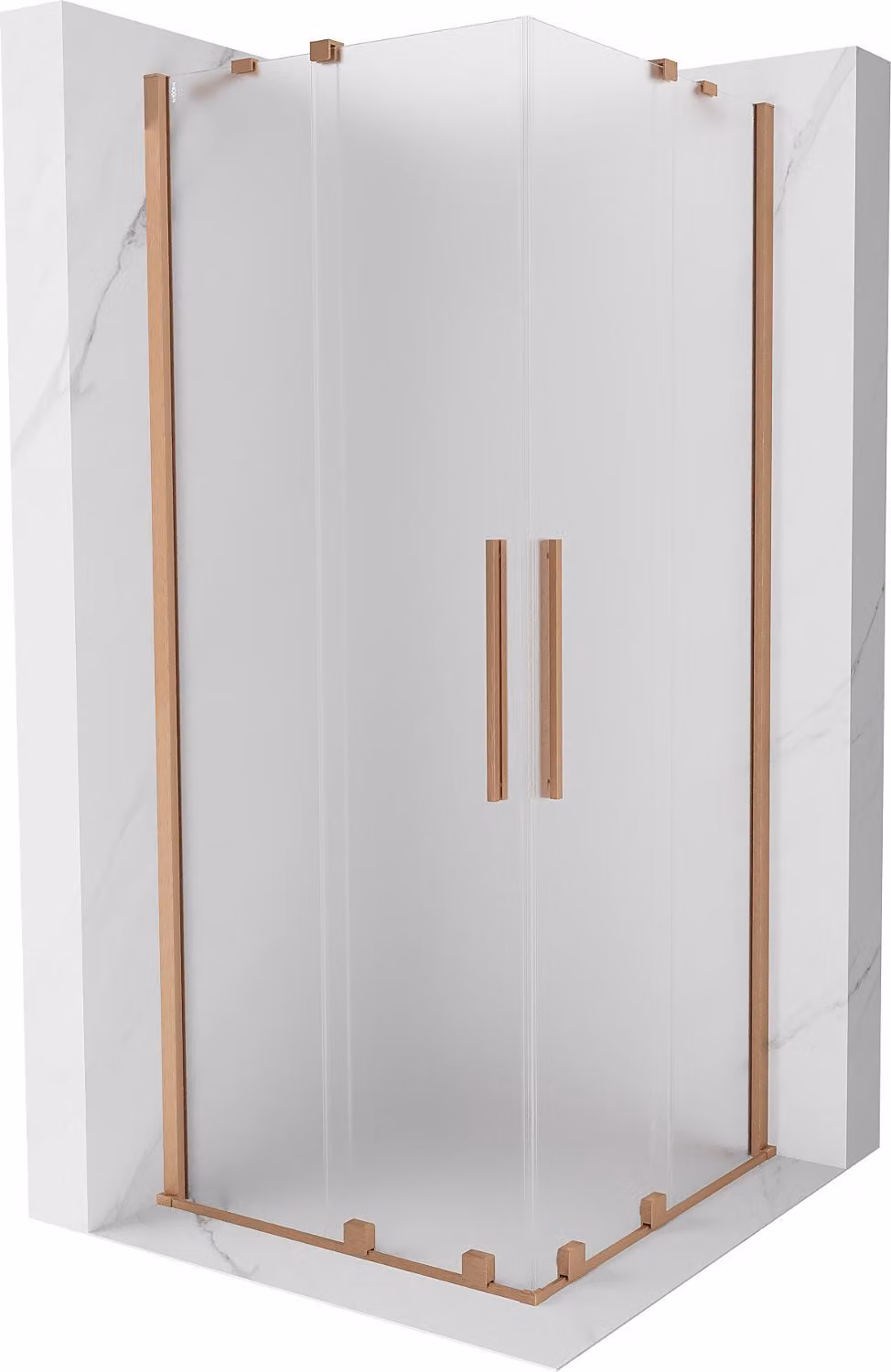 Mexen Velar Duo cabina doccia scorrevole 80 x 80 cm, brina, rame spazzolato - 871-080-080-32-65