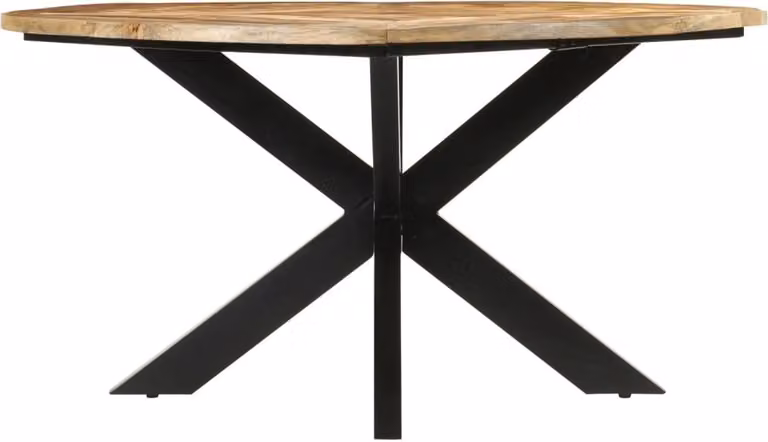 Tavolo da Pranzo Ø150x76 cm in Legno Grezzo Massello di Mango
