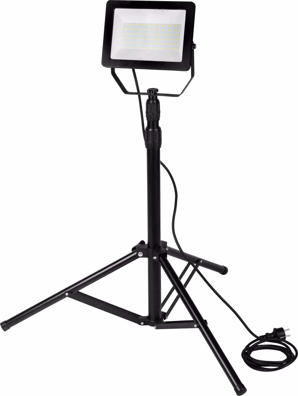 NEO TOOLS riflettore singolo 100W SMD LED 8500lm; su stativo telescopico 1,8m; 230 V 50 Hz; angolo di emissione 110 gradi; IP65; officina, studio fotografico; cavo 3m; alluminio
