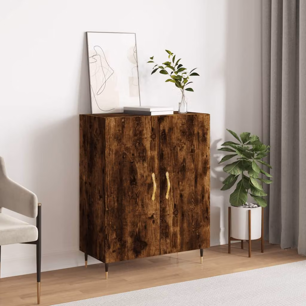 Credenza vidaXL in Rovere Fumo e Legno Multistrato, L 69,5 cm x P 34 cm x H 90 cm