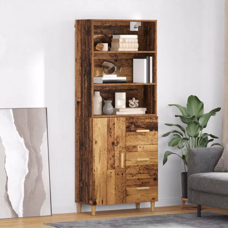 Credenza moderna vidaXL in legno marrone con ante e ripiani, L: 69,5 cm, P: 32,5 cm, H: 180 cm