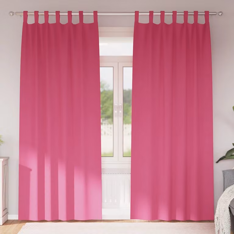 Set di 2 tende blackout vidaXL con anelli in poliestere, colore rosa, H: 245 cm x L: 140 cm