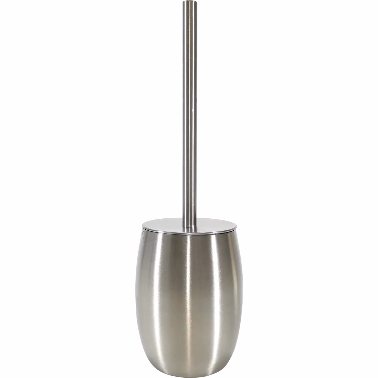 Portascopino con scopino freestanding in acciaio inossidabile Vestiamo Casa, colore argento, H: 40 cm, L: 12 cm, P: 10 cm