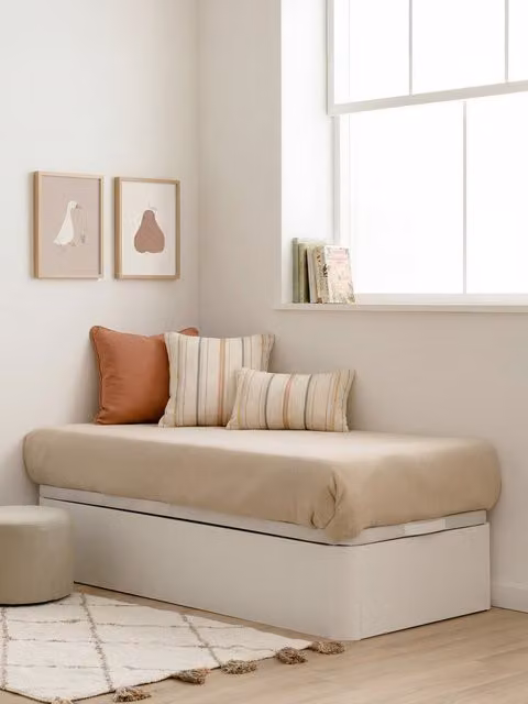 Letto contenitore singolo Kenay Home bianco L 90 cm x P 190 cm
