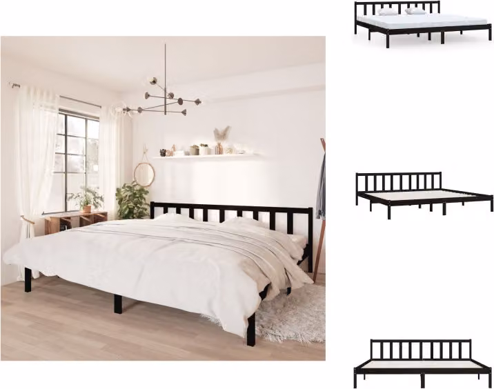 vidaXL Letto in legno massiccio di pino nero 200x200 cm - Letti e strutture letto