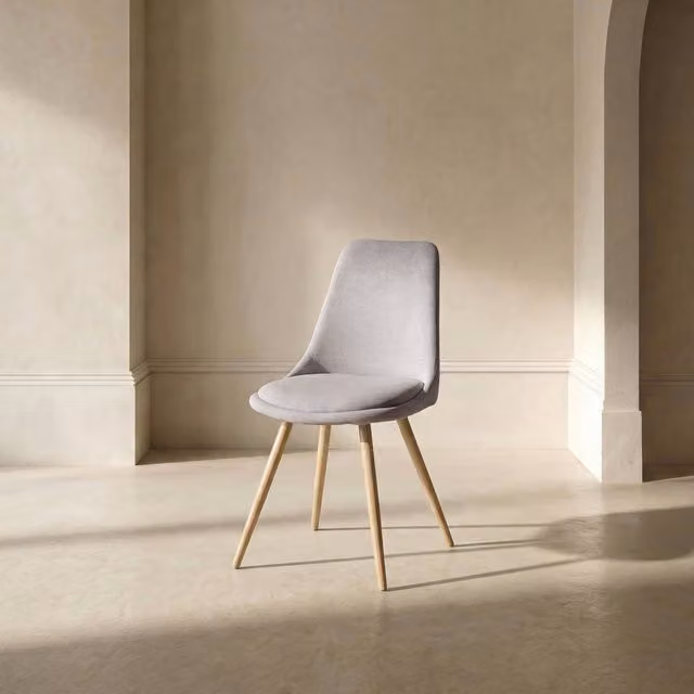 Sedia Devon Banak imbottita in tessuto grigio con struttura in legno per adulti – 1
