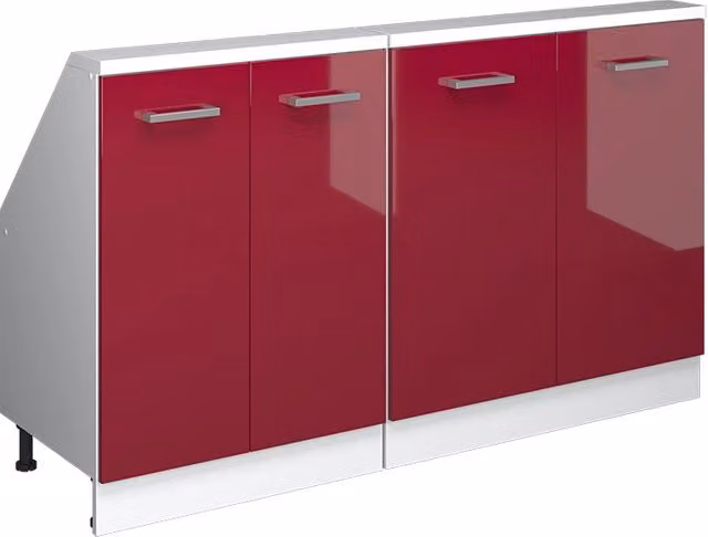 Set di mobili sottotetto Rion Rosso lucido/Bianco Set di 2 Vicco