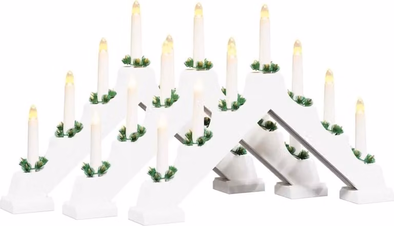Ponte decorativo natalizio, 3 pezzi, 7 LED, luce bianca calda