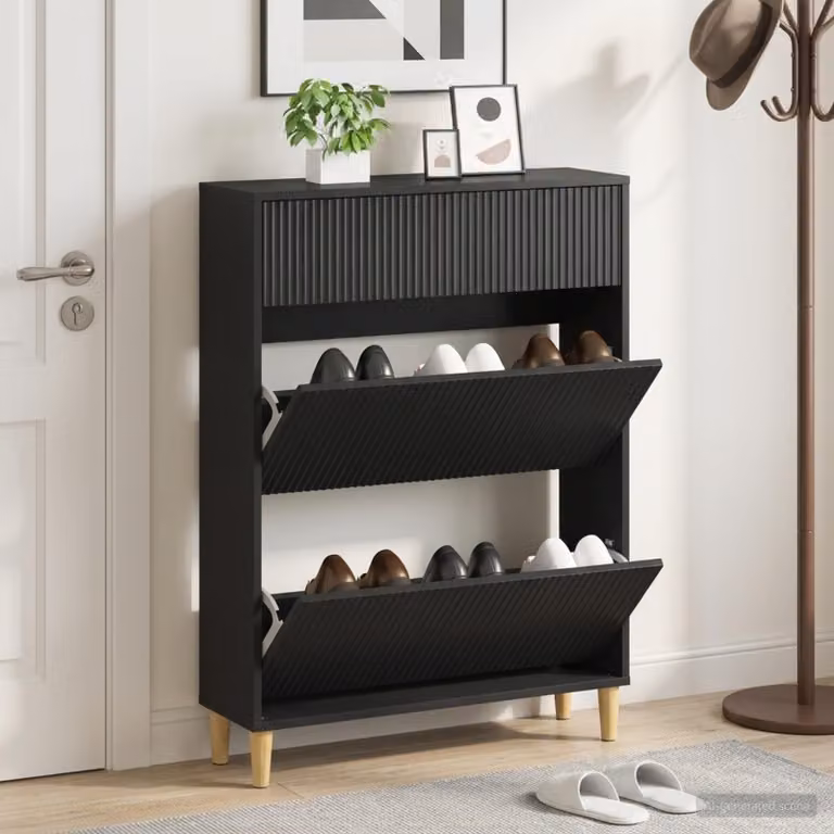 Mobile porta scarpe ARNHEM vidaXL nero in MDF L 78 x P 24 x H 103 cm
