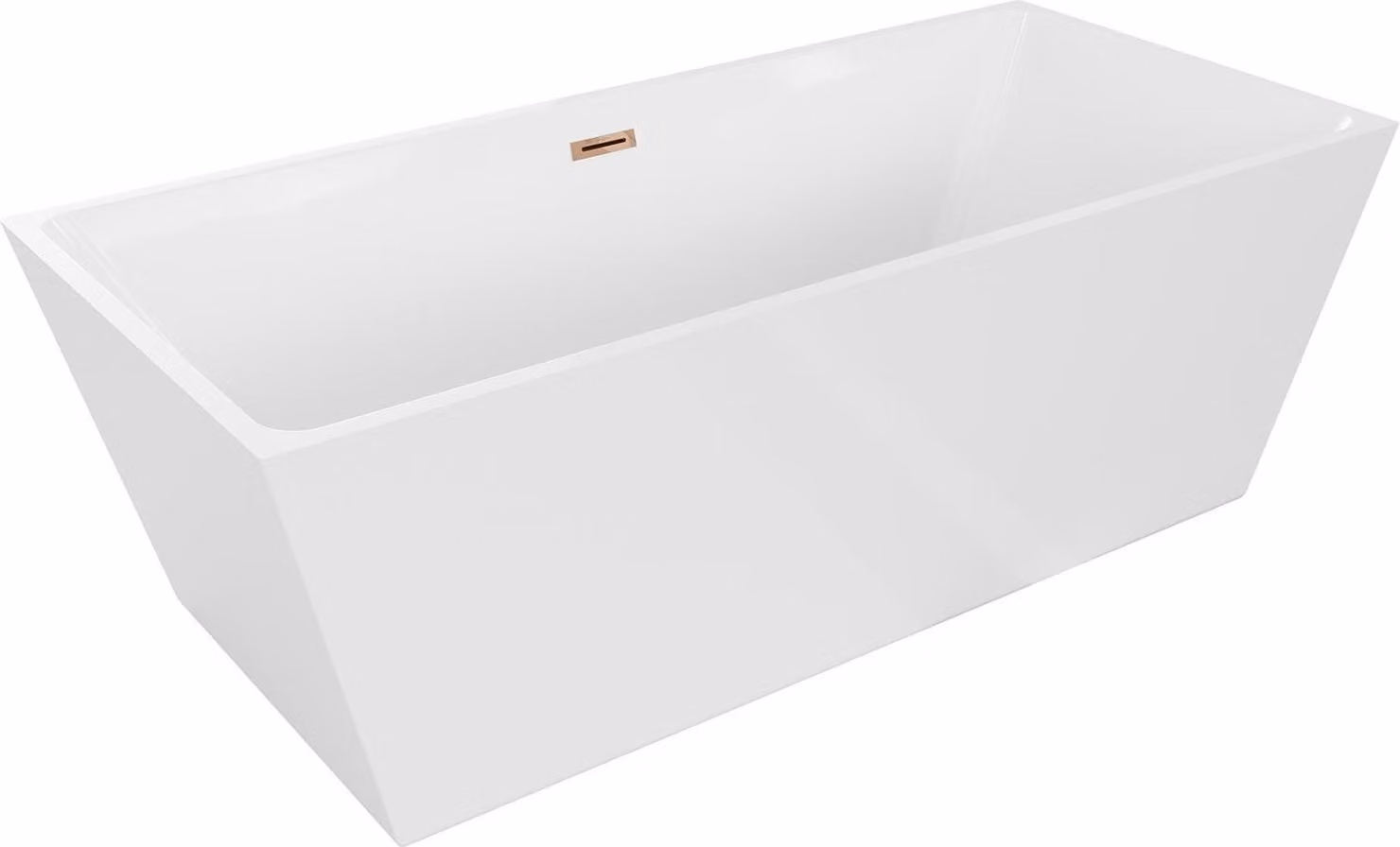Mexen Lita vasca da bagno autoportante 170 x 75 cm, bianca, troppopieno oro rosa - 52121707500-60