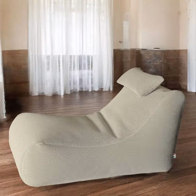 Pouf Chck Talamo Italia, Poltrona sacco multiuso e poggiapiedi, Beige, L 120 x P 70 x H 65 cm