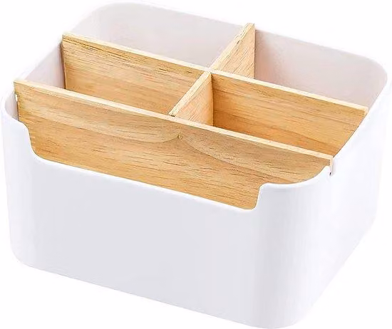 Organizer da ufficio in legno, bianco, legno