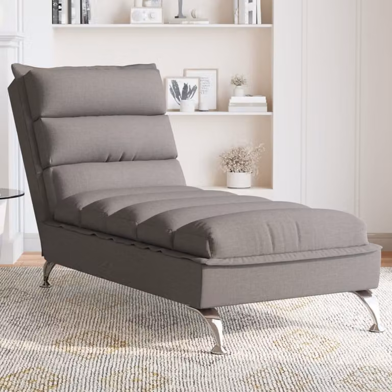 vidaXL Chaise Longue con Cuscini Tortora in Tessuto