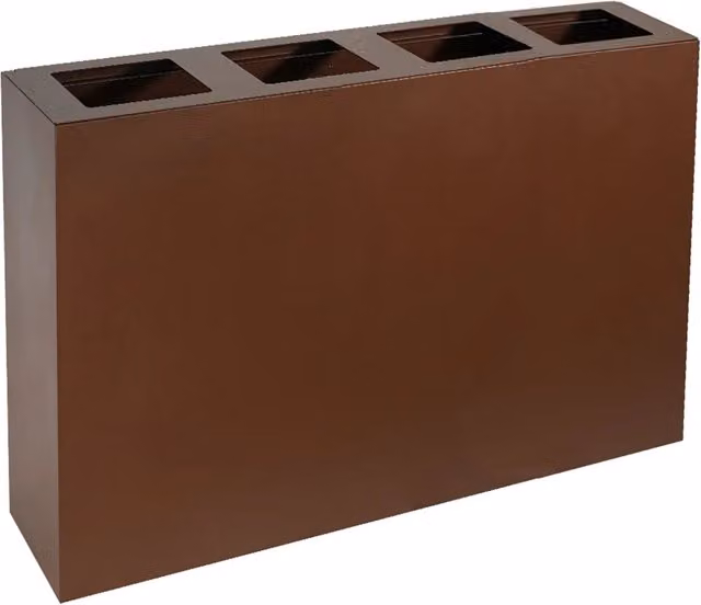 Pattumiera per Raccolta Differenziata 4 Scomparti Capacità 240 lt 120x30x80 cm in Acciaio Corten