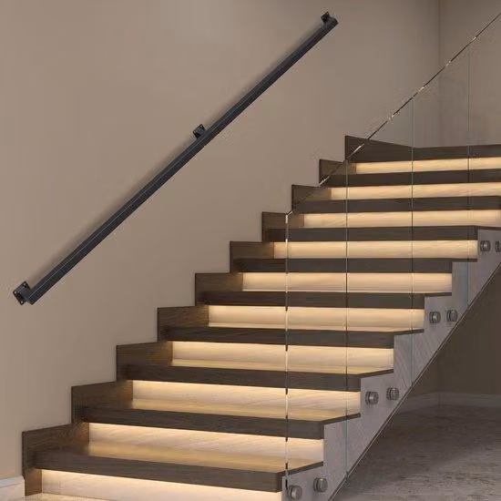 Ringhiera per scale da balcone, 200 cm, per interni ed esterni, in plastica nera