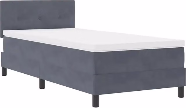 Letto singolo | Letto per adulti | Letto a Sorgente LED con led Grigio scuro 90 x 190 cm Velluto