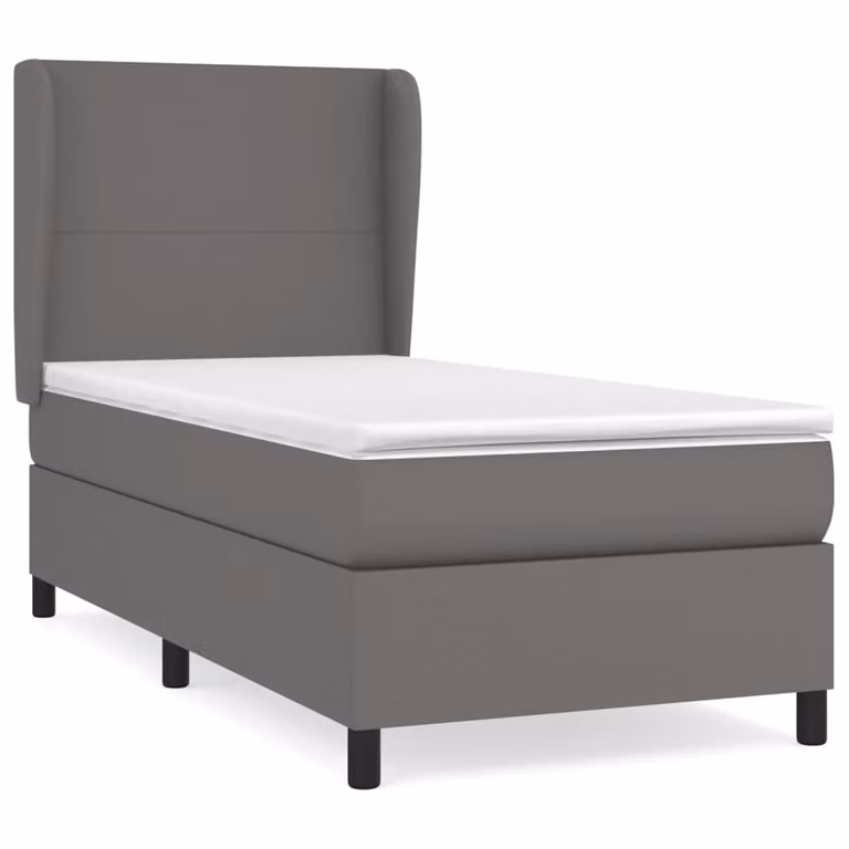 Giroletto a Molle con Materasso Grigio 100x200 cm in Pelle finta
