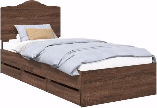 Letto singolo | Letto per adulti | Struttura del letto con cassetto Quercia marrone 100 x 200 cm