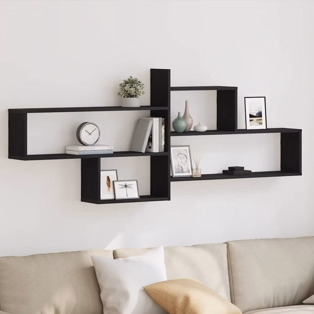 vidaXL Mensola a Parete Moderna in MDF Nero L: 167,5 cm, P: 18 cm, H: 68 cm
