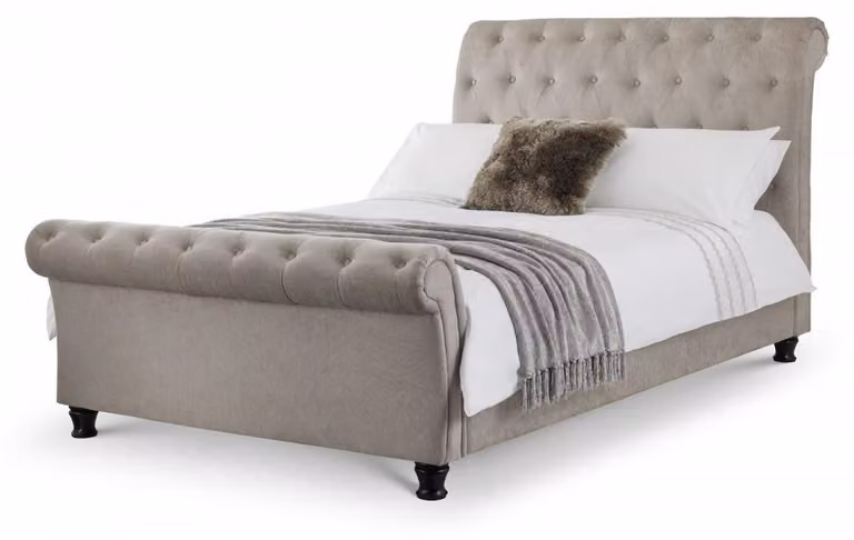 Chesterfield Design Polster Englisches Bett Grau 160/180x200 Doppelbett Betten