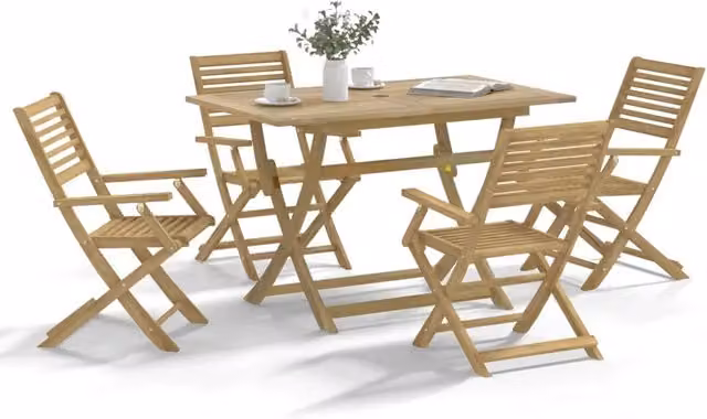 Set da Pranzo per Giardino 5 pz in Legno Massello di Acacia 3294999