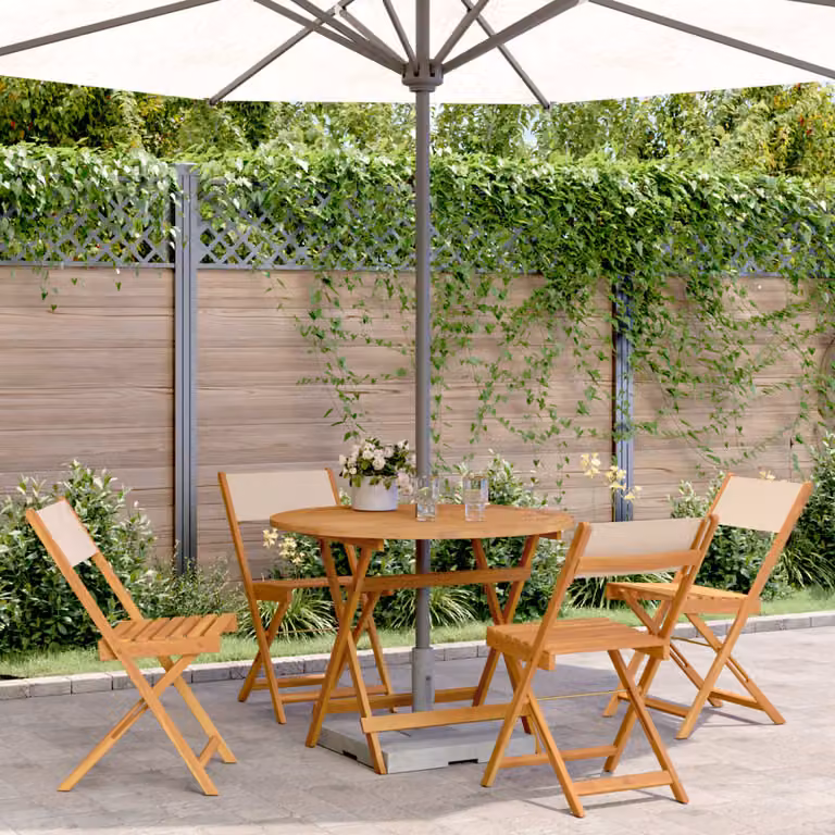 Set da pranzo da giardino vidaXL in legno di acacia oliato e tessuto beige, 5 pezzi