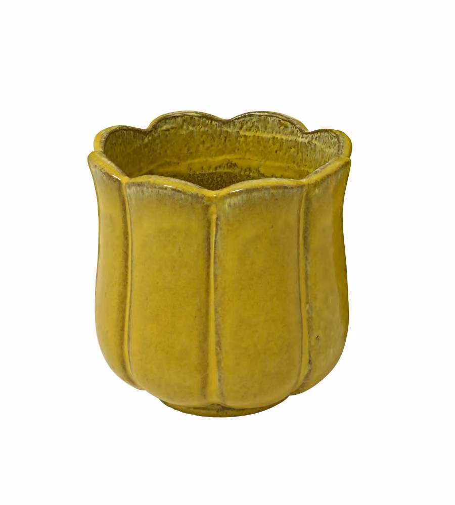Vaso Blossom per piante Cilindrico Giallo 42 cm Terracotta Smaltata